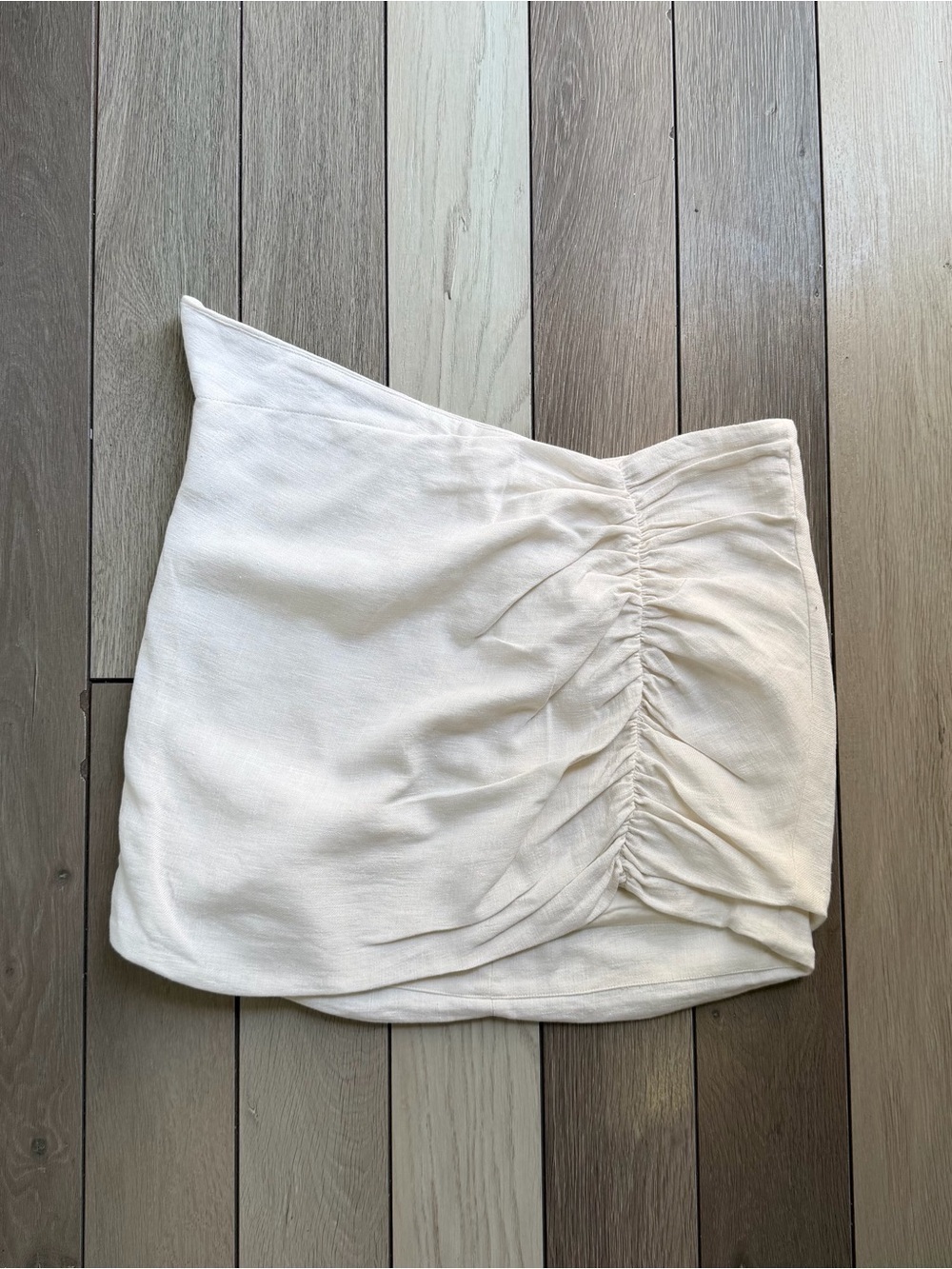 House of CB Linen Ruched Asymmetric Mini Skirt